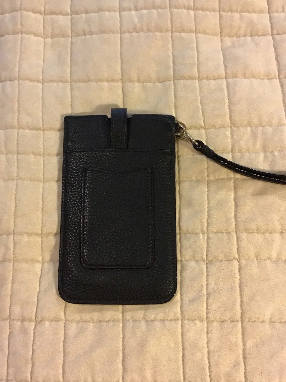kate spade black pebbled leather wristlet phone pouch